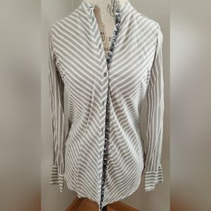 ESPRIT Striped Gray Women's Top with Embelishments In Size US 6